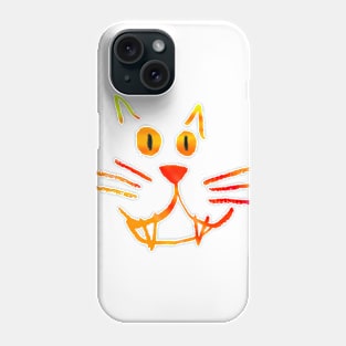 Toothy Cat Face in Fiery Colors Phone Case