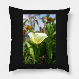 White Linen California Poppy Pillow