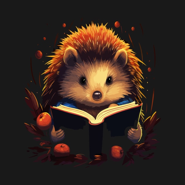 Hedgehog Reads Book by JH Mart