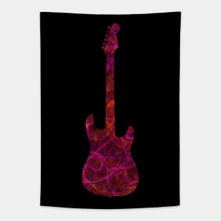 Pink on Red Flame Guitar Silhouette Tapestry