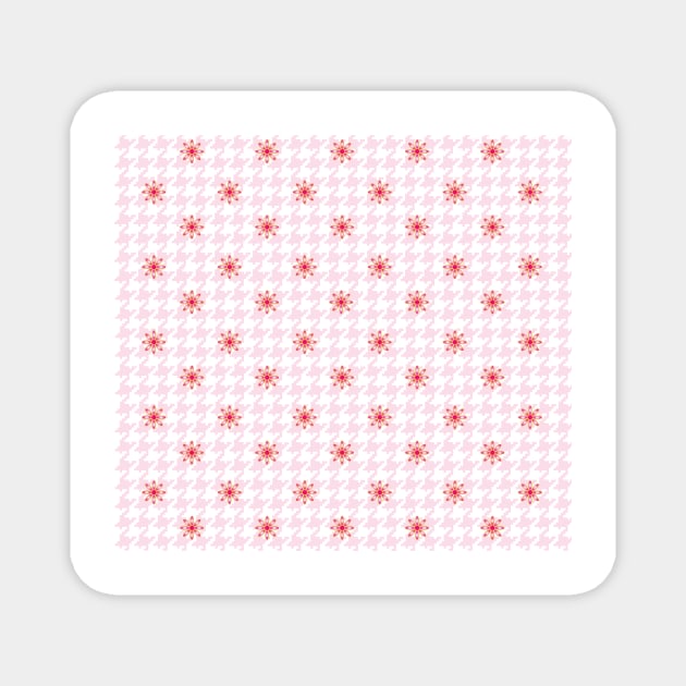 Pink and White Houndstooth Flower Dot Magnet by srwdesign