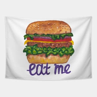 Watercolor delicious hamburger Tapestry