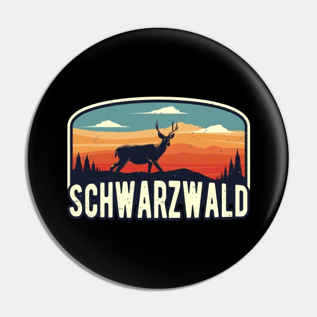 Schwarzwald Wild Hirsch Retro Schwaben Pin by Foxxy Merch