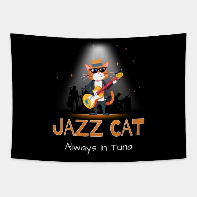 Jazz Cat Always In Tuna Tapestry by Kenny The Bartender's Tee Emporium