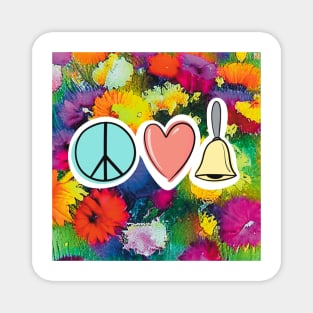 Peace Love Handbells Flower Pattern 2 Magnet