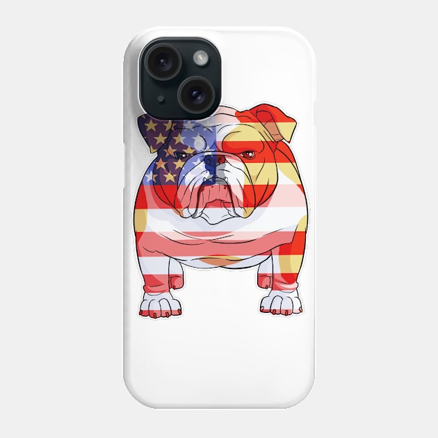 English Bulldog 4th Of July American Flag Phone Case by Noseking