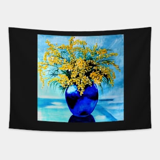 Wattle in Blue Vase Tapestry