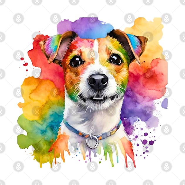 Jack Russell Terrier Watercolor Portrait by Doodle and Things