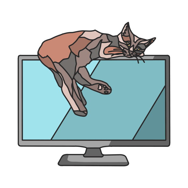 Brown Cat Sleeps on Monitor by Archit.Haus