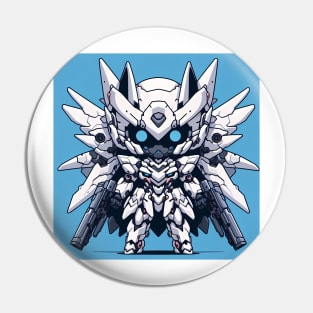 Chibi Mecha Kitsune In White Armor Pin