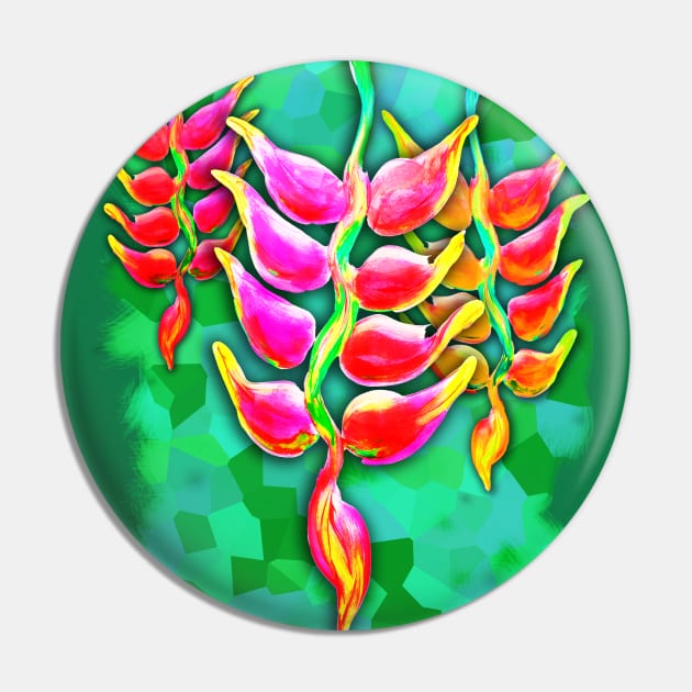 Exotic Flowers Heliconia Pendula Bright Red Pin by BluedarkArt