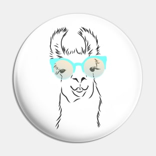 cute hipster llama in trendy colorful glasses Pin