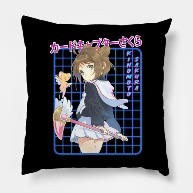 Classic Sakura Cute Girl Japanese Manga Pillow by WholesomeFood