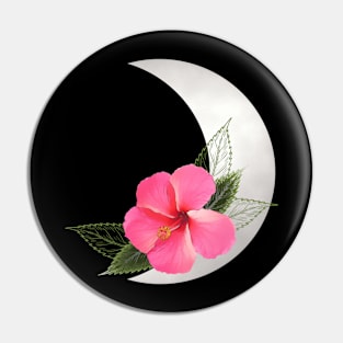 Halfmoon with Hibiskus Flower - tropical Flower Pin