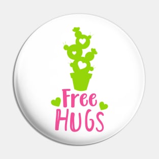 Free Hugs, Cactus, Cacti, Succulent, Plant, Hearts Pin