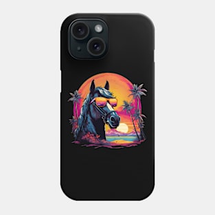 Retro Wave Friesian Horse Phone Case