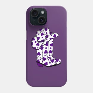 PURPLE Cow Spots Cowboy Hat And Boots Phone Case