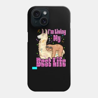 Cute Sloth & Llama Living My Best Life Napping Pun Phone Case