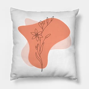 Peach minimalist floral Pillow