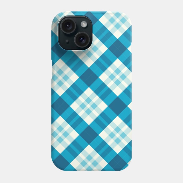 Blue and White Modern Checkered Phone Case by Dorothy Designs