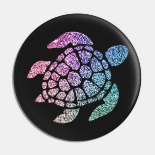 Rainbow Ombre Faux Glitter Turtle Pin