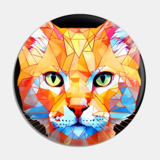 Geometric Cat No. 2: Dark Background (on a no fill background) Pin