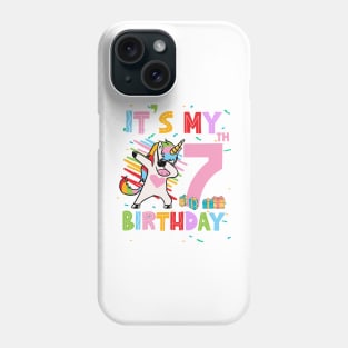 It's My 7th Birthday Girl Cute Unicorn B-day Giif For Girls Kids toddlers Phone Case