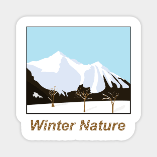 Winter landscape with snow-capped mountains Magnet