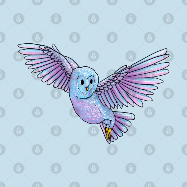 Pretty Pink Blue Barn Owl by PepperSparkles