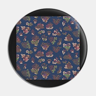 Traditional Japanese Vintage Blue Floral - Nanakusa The Seven Grasses of Autumn Pin