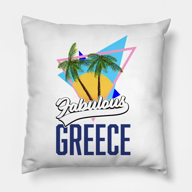 Fabulous Greece retro logo Pillow by nickemporium1