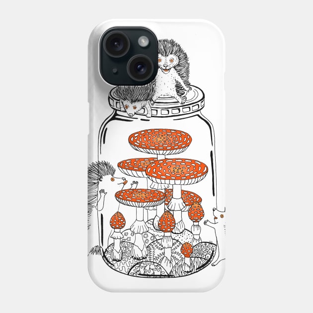 Hedgehog & Amanita Mushroom Phone Case by ruta13art