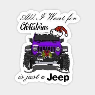 Christmas Jeep Purple Magnet