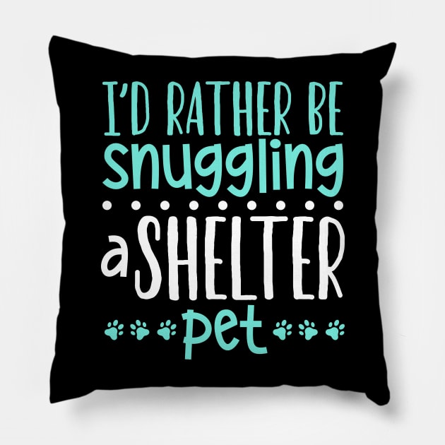 Snuggling a shelter pet - Animal shelter worker Pillow by Modern Medieval Design