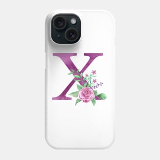 Floral Monogram X Beautiful Rose Bouquet Phone Case