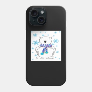 Polar Bear White & Teal Snowflake Designed Gifts & Home Decor Phone Case