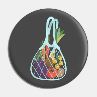 String shopping bag full of fresh veggies Pin