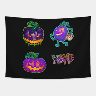 Halloween Purple Jack O' Lantern Sticker Pack Tapestry