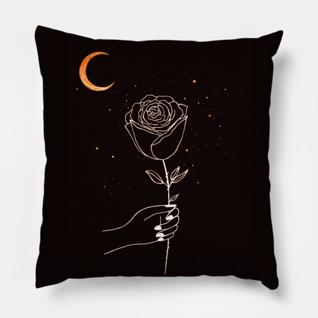 Cosmic Rose Pillow by LunarsFlow