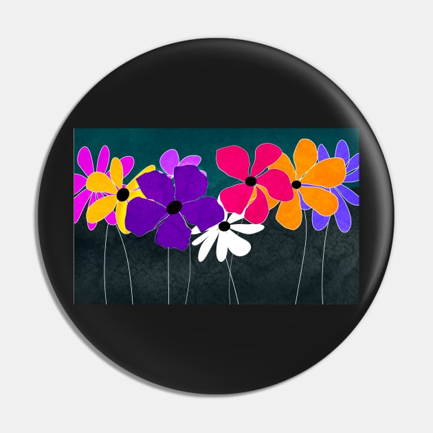 Colorful Flower Art Pin by art64