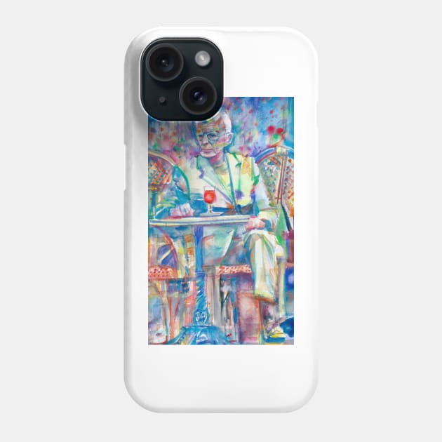 SAMUEL BECKETT sitting at the cafe - watercolor portrait Phone Case by lautir