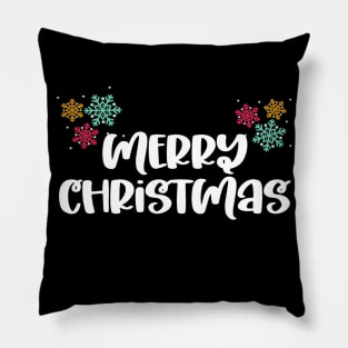 Merry Christmas Snowflakes Design Pillow