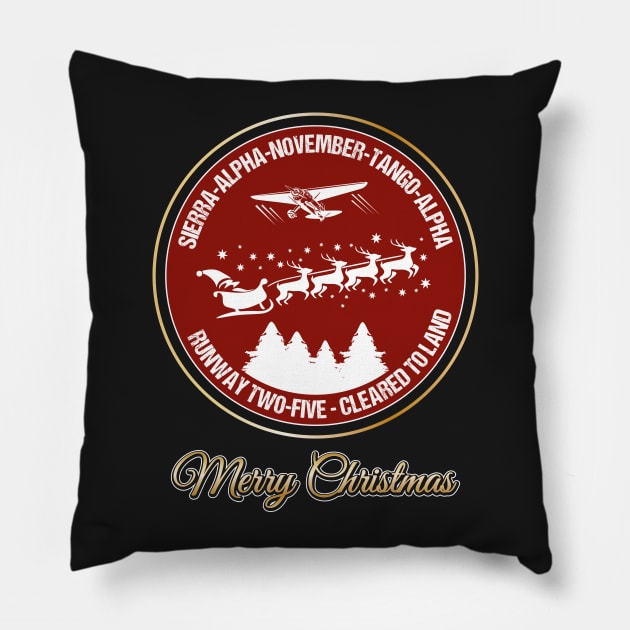 Pilot Christmas Gift Retro Aviation Holiday Santa Airlines Air Traffic Controller Shirt Pillow by stearman