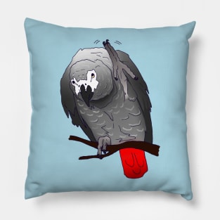 African Grey Parrot Perching Waving on a Branch Pillow