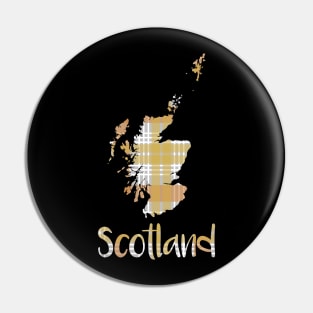 Scotland Metallic Tone Christmas Tartan Map Typography Design Pin