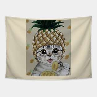 Pineapple Cat Tapestry