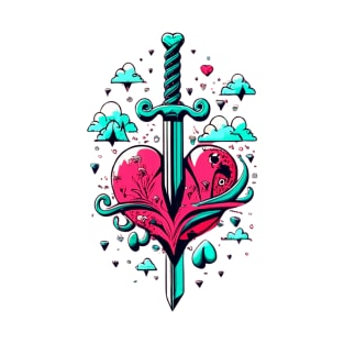 Sword Piercing through heart -Cold Hearted T-Shirt