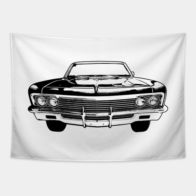 1966 Chevy Impala SS Sketch Art Tapestry by DemangDesign