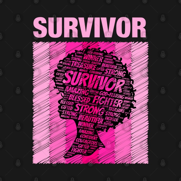 Breast Cancer Survivor African American Woman Pink Afro by blackartmattersshop