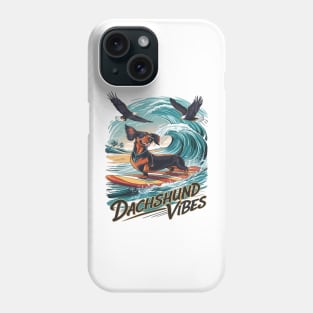 Majestic Dachshund Dog Catching a Wave Surfing Phone Case